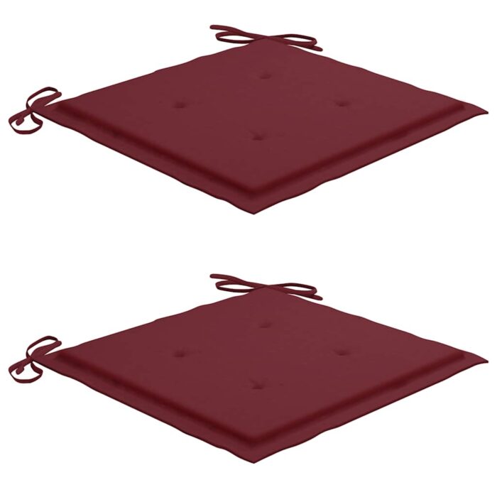 Chaises de jardin lot de 2 coussins rouge bordeaux Teck massif – Image 5