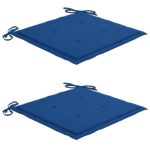 Chaises de jardin lot de 2 et coussins bleu royal Bois de teck – Image 5