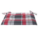 Chaises de jardin lot de 2 avec coussins à carreaux rouge Teck – Image 7
