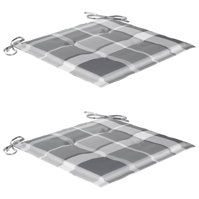 Chaises de jardin lot de 2 avec coussins à carreaux gris Teck – Image 5