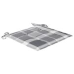 Chaises de jardin lot de 2 avec coussins à carreaux gris Teck – Image 6