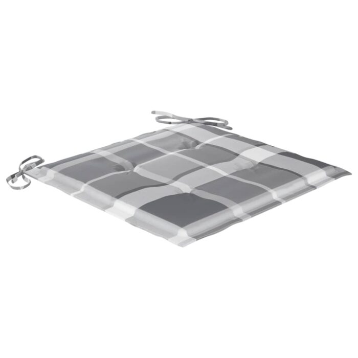 Chaises de jardin lot de 2 avec coussins à carreaux gris Teck – Image 6