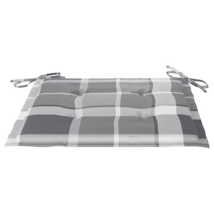 Chaises de jardin lot de 2 avec coussins à carreaux gris Teck – Image 7