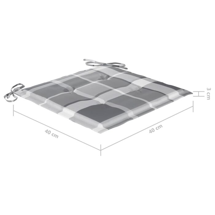 Chaises de jardin lot de 2 avec coussins à carreaux gris Teck – Image 11