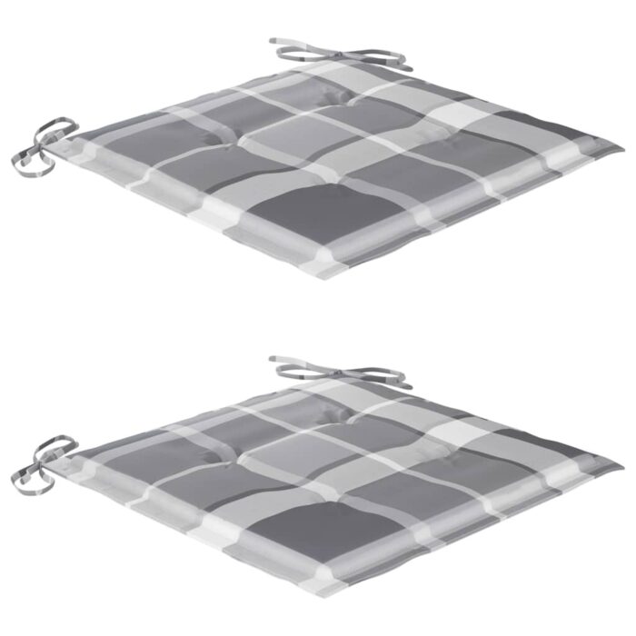 Chaises de jardin lot de 2 avec coussins à carreaux gris Teck – Image 5