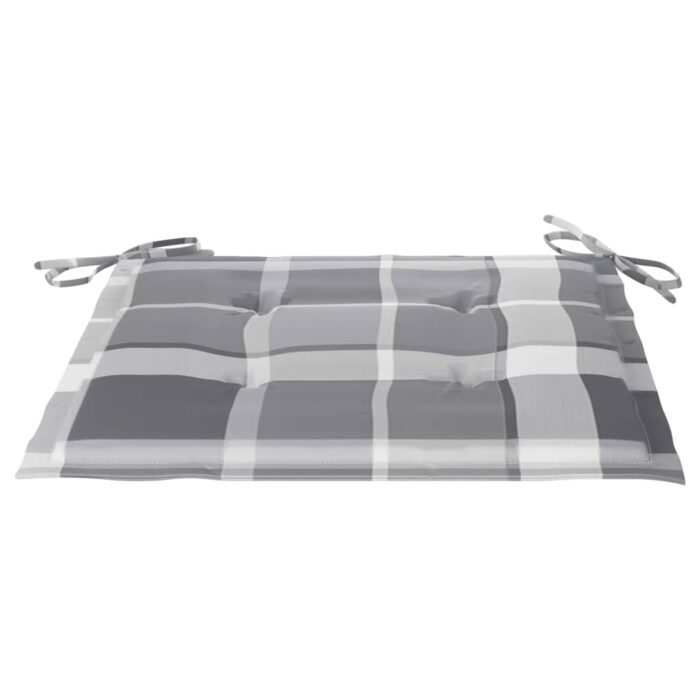 Chaises de jardin lot de 2 avec coussins à carreaux gris Teck – Image 7