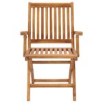 Chaises pliables de jardin avec coussins lot de 4 Teck solide – Image 3