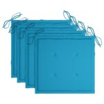 Chaises pliables de jardin avec coussins lot de 4 Teck solide – Image 5