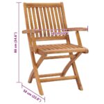 Chaises pliables de jardin avec coussins lot de 4 Teck solide – Image 10