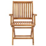 Chaises pliables de jardin avec coussins lot de 4 Teck solide – Image 3