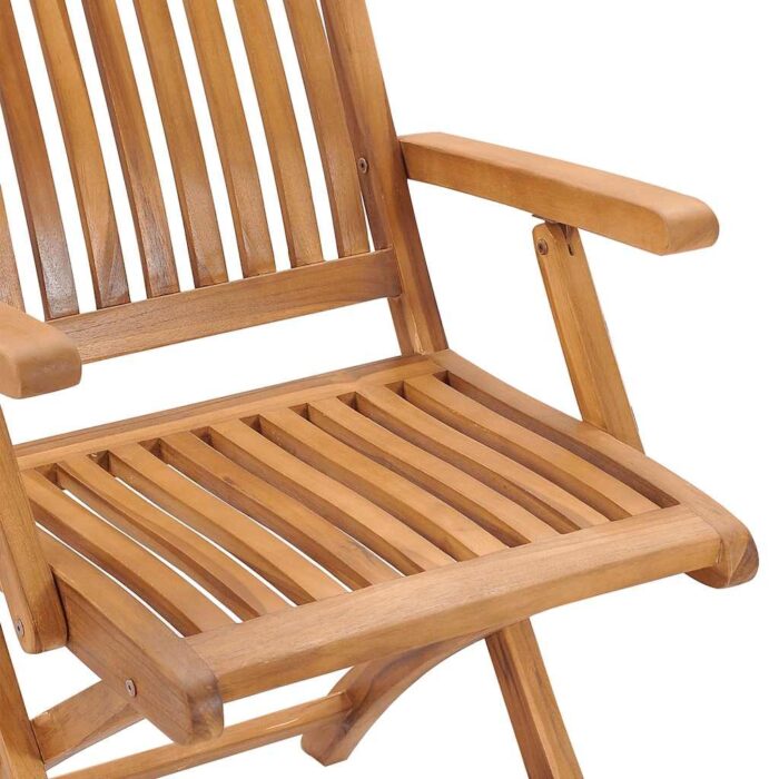 Chaises pliables de jardin avec coussins lot de 4 Teck solide – Image 4