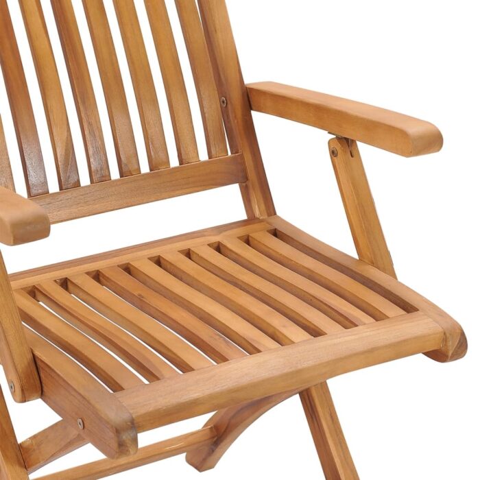 Chaises pliables de jardin avec coussins lot de 6 Bois de teck – Image 4