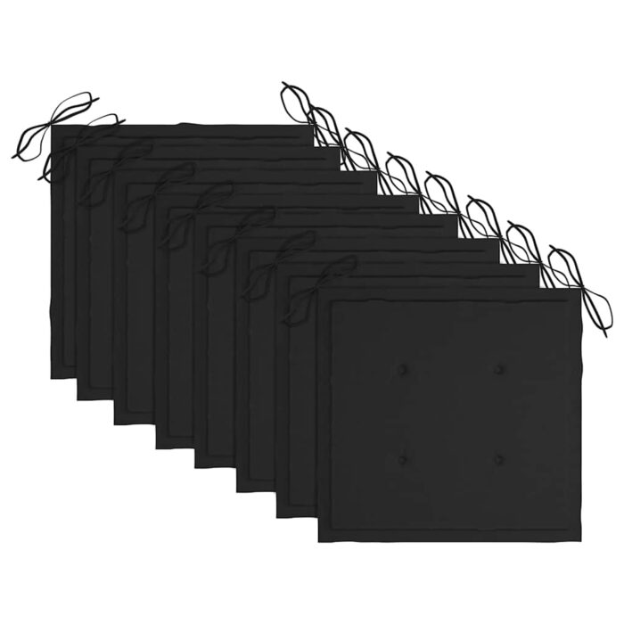 Chaises pliables de jardin avec coussins lot de 8 Teck solide – Image 5