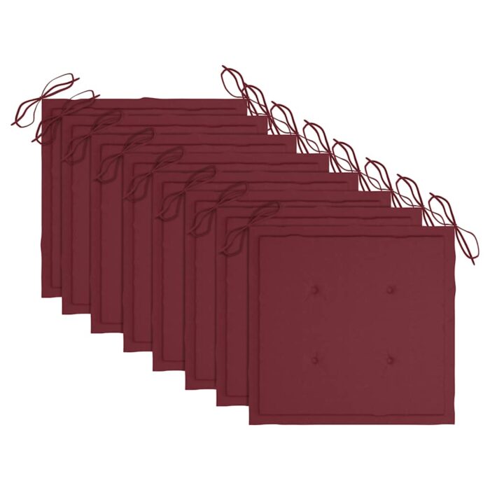 Chaises pliables de jardin avec coussins lot de 8 Teck solide – Image 5