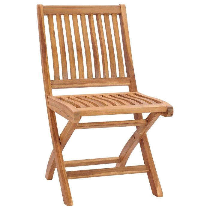 Chaises pliables de jardin avec coussins lot de 4 Teck solide – Image 3