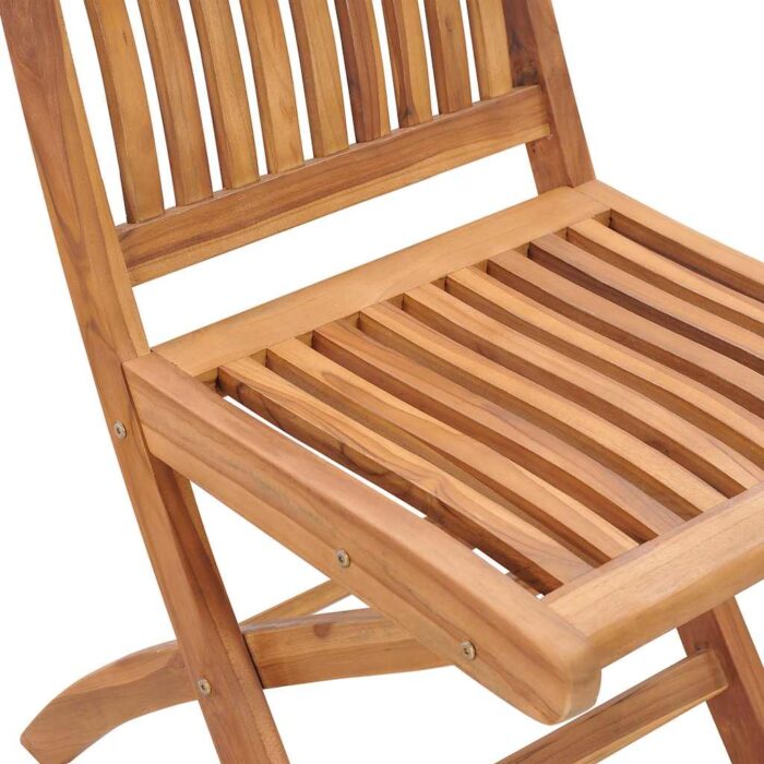 Chaises pliables de jardin avec coussins lot de 4 Teck solide – Image 5
