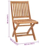 Chaises pliables de jardin avec coussins lot de 4 Teck solide – Image 11