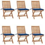 Chaises pliables de jardin avec coussins lot de 6 Bois de teck