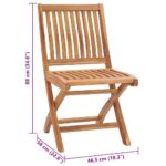 Chaises pliables de jardin avec coussins lot de 6 Bois de teck – Image 11