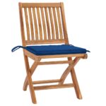 Chaises pliables de jardin avec coussins lot de 6 Bois de teck – Image 2