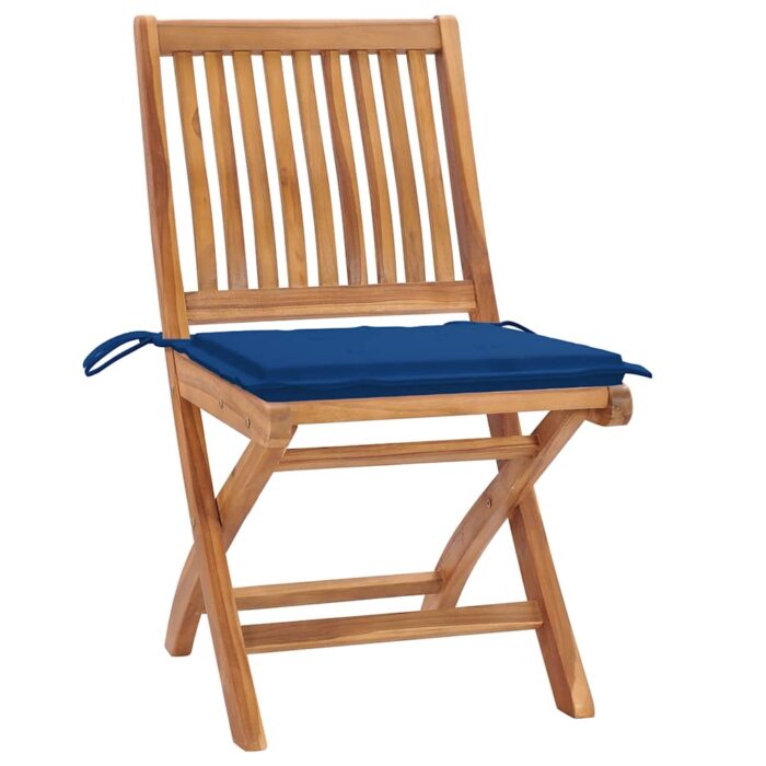 Chaises pliables de jardin avec coussins lot de 6 Bois de teck – Image 2