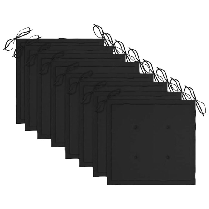 Chaises pliables de jardin avec coussins lot de 8 Teck solide – Image 6