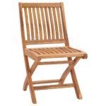 Chaises pliables de jardin avec coussins lot de 8 Teck solide – Image 3