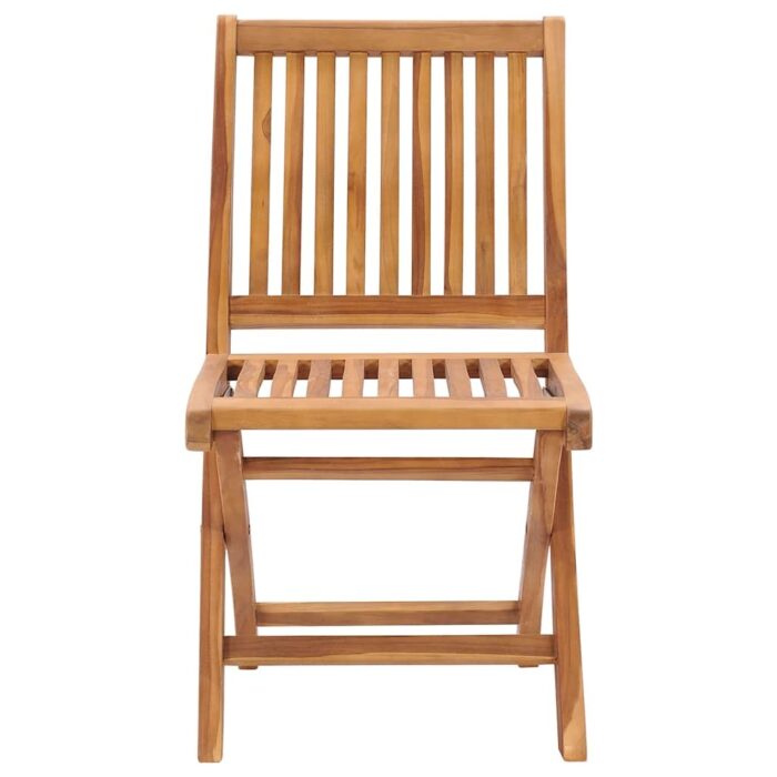 Chaises pliables de jardin avec coussins lot de 8 Teck solide – Image 4