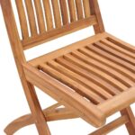 Chaises pliables de jardin avec coussins lot de 8 Teck solide – Image 5
