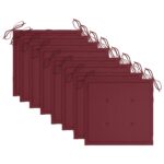 Chaises pliables de jardin avec coussins lot de 8 Teck solide – Image 6
