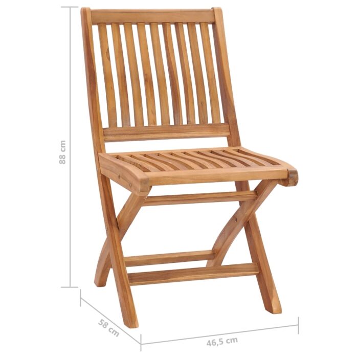 Chaises pliables de jardin avec coussins lot de 8 Teck solide – Image 10