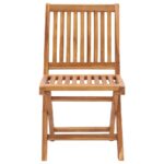 Chaises pliables de jardin avec coussins lot de 8 Teck solide – Image 4