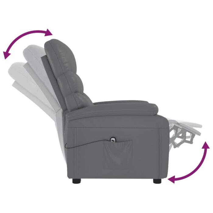 Fauteuil inclinable électrique Gris Similicuir – Image 5