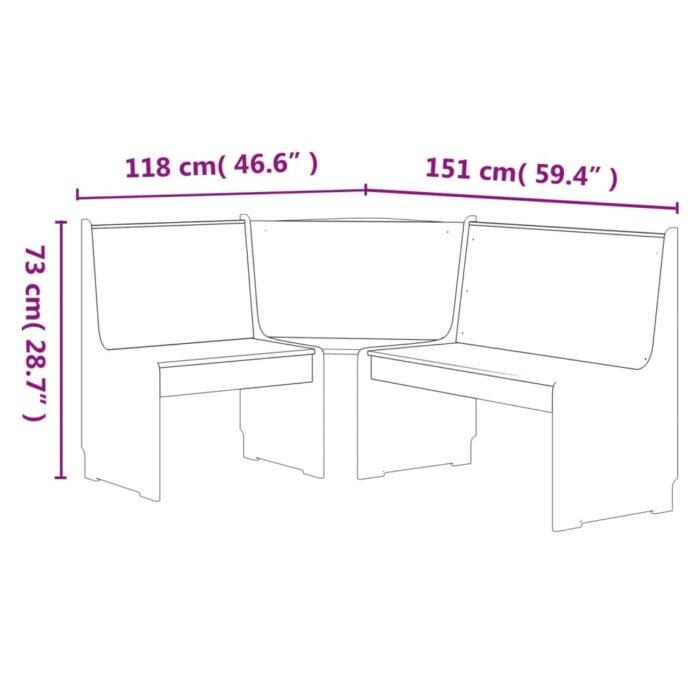 Ensemble à manger REINE 3 pcs marron miel gris bois pin massif – Image 12