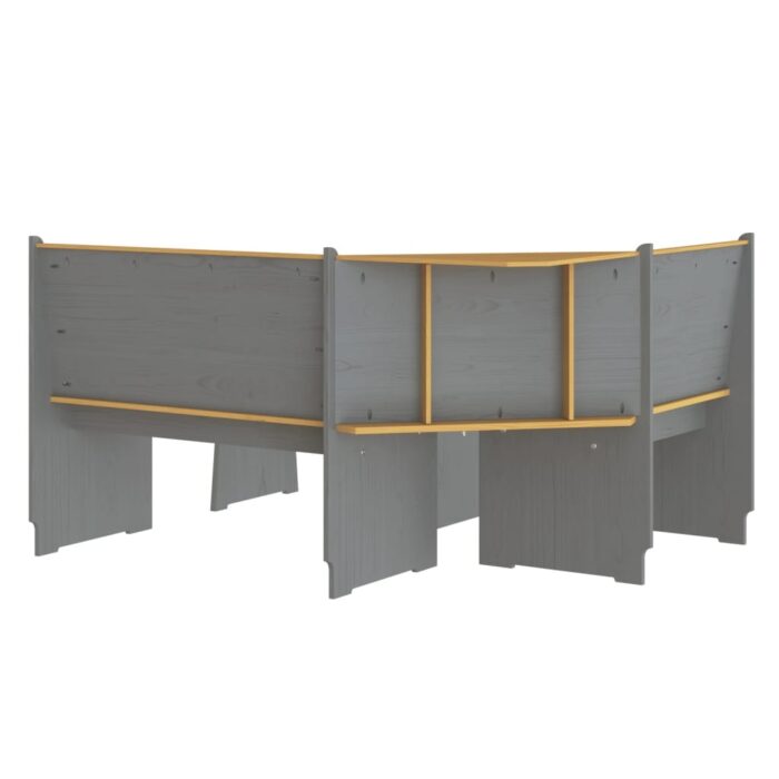 Ensemble à manger REINE 3 pcs marron miel gris bois pin massif – Image 2