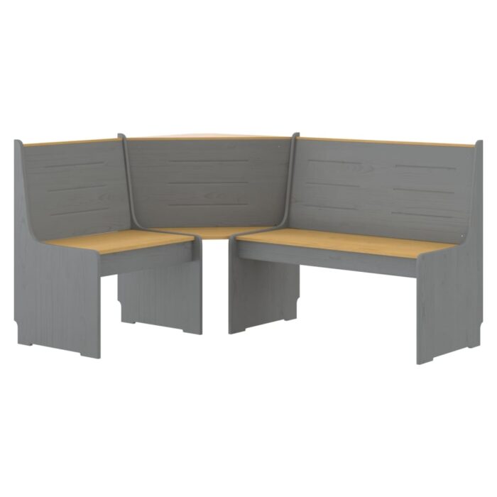 Ensemble à manger REINE 3 pcs marron miel gris bois pin massif – Image 3