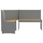 Ensemble à manger REINE 3 pcs marron miel gris bois pin massif – Image 4