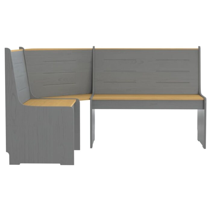 Ensemble à manger REINE 3 pcs marron miel gris bois pin massif – Image 4