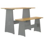 Ensemble à manger REINE 3 pcs marron miel gris bois pin massif – Image 5