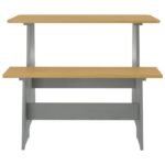 Ensemble à manger REINE 3 pcs marron miel gris bois pin massif – Image 6