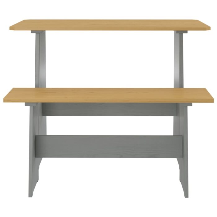 Ensemble à manger REINE 3 pcs marron miel gris bois pin massif – Image 6
