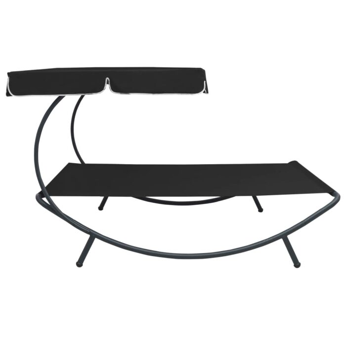 Lit de repos d'extérieur avec auvent Noir – Image 2