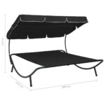Lit de repos d'extérieur avec auvent Noir – Image 6