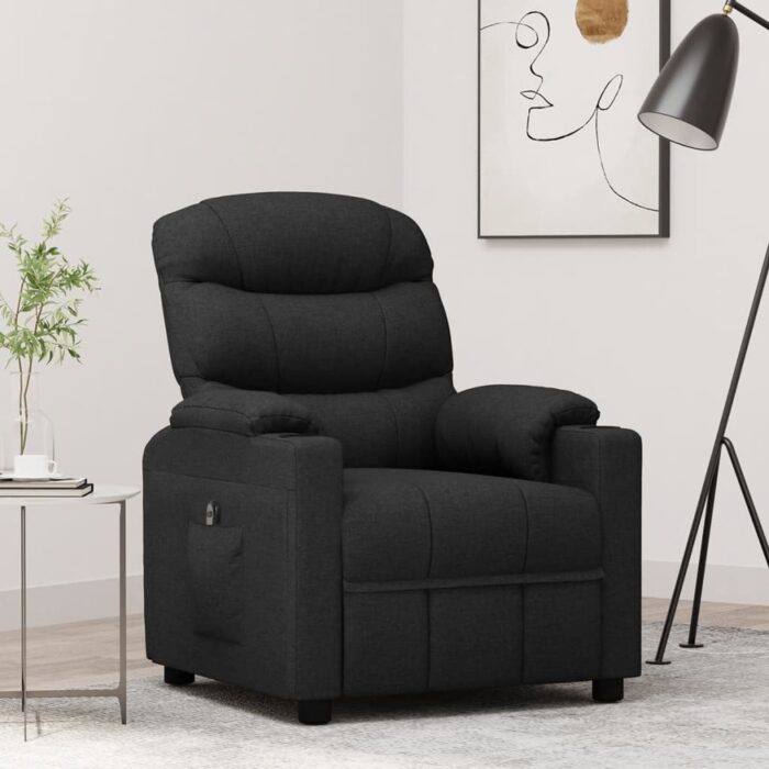 Fauteuil inclinable électrique Noir Tissu – Image 1