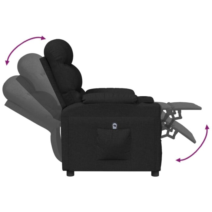Fauteuil inclinable électrique Noir Tissu – Image 5