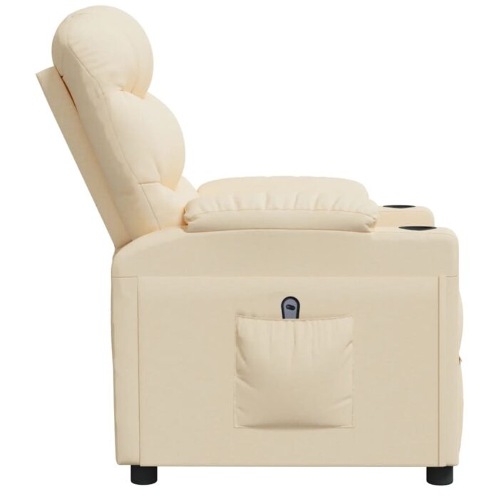 Fauteuil inclinable électrique Crème Tissu – Image 3