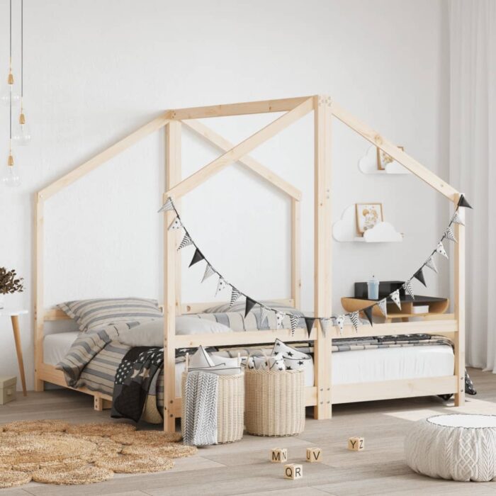 Cadre de lit pour enfant 2x(80x160) cm bois de pin massif – Image 1