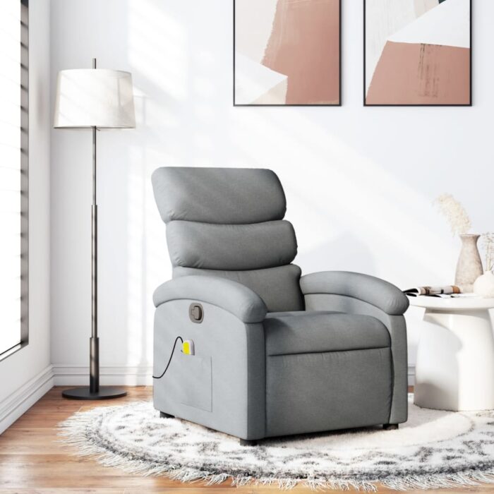 Fauteuil de massage inclinable gris clair tissu – Image 1