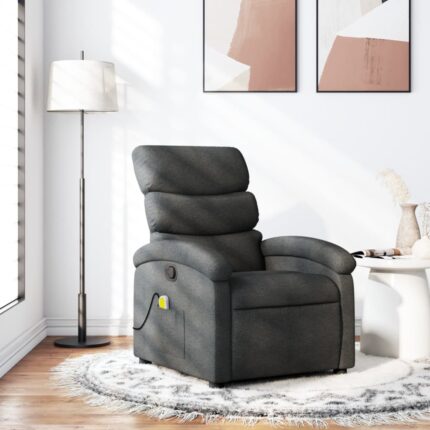 Fauteuil de massage inclinable gris foncé tissu