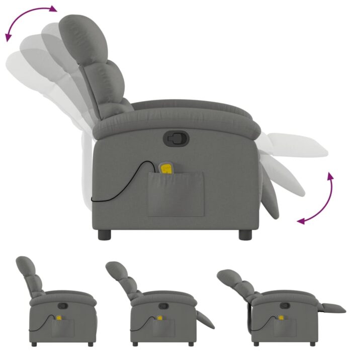 Fauteuil de massage inclinable gris foncé tissu – Image 5